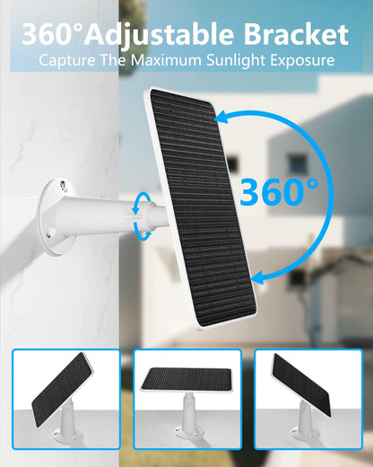 Solar Panel for Security Camera, 5V 4W Solar Panels Charger Compatible with Eufycam 2C/2C Pro/2/2 Pro/E20/E40/E, Micro USB & Type-C Port, IP65 Waterproof, 9.8ft Charging Cable & Wall Mount, 4 Pack