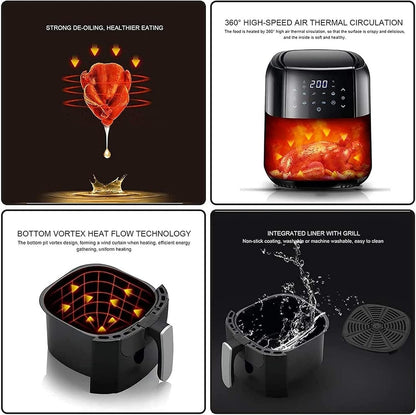 Air Fryer for Home Use 6L Fryer for Home Use with Eight s Timing Frieshine for Office Touch Screen Control Comfortable Anniversary Efficency