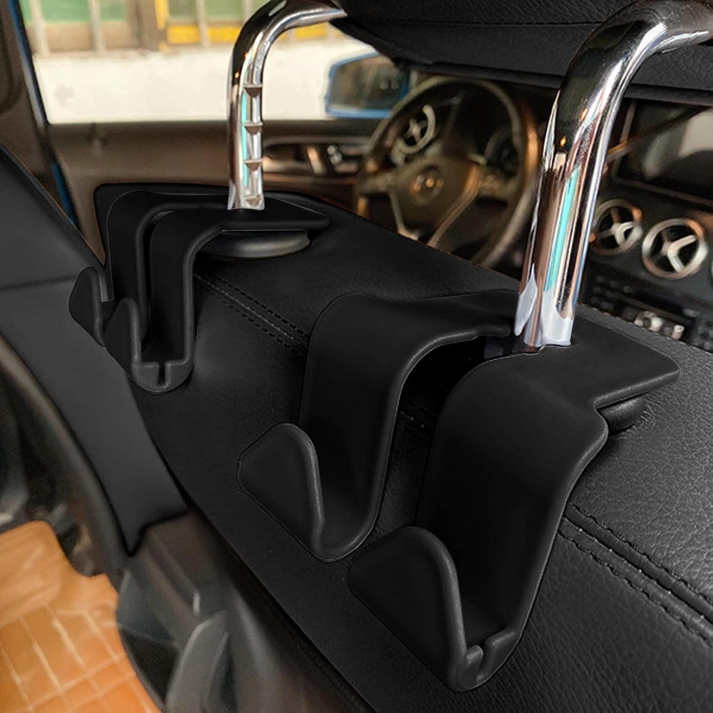 4 Car Headrest Hooks for Purses and Bags,Auto Interior Accessories Vehicle Seat Back Phone Holder Headrest Hook for Phone Umbrellas Grocery Handbag