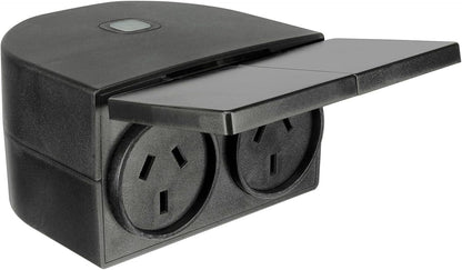 Brilliant Lighting Smart IP44 Outdoor Double Plug, Black