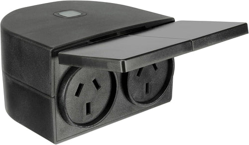 Brilliant Lighting Smart IP44 Outdoor Double Plug, Black