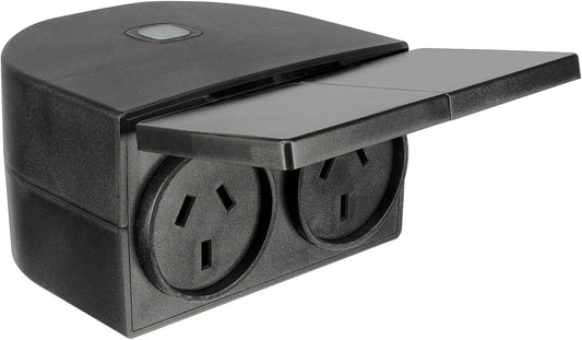 Brilliant Lighting Smart IP44 Outdoor Double Plug, Black