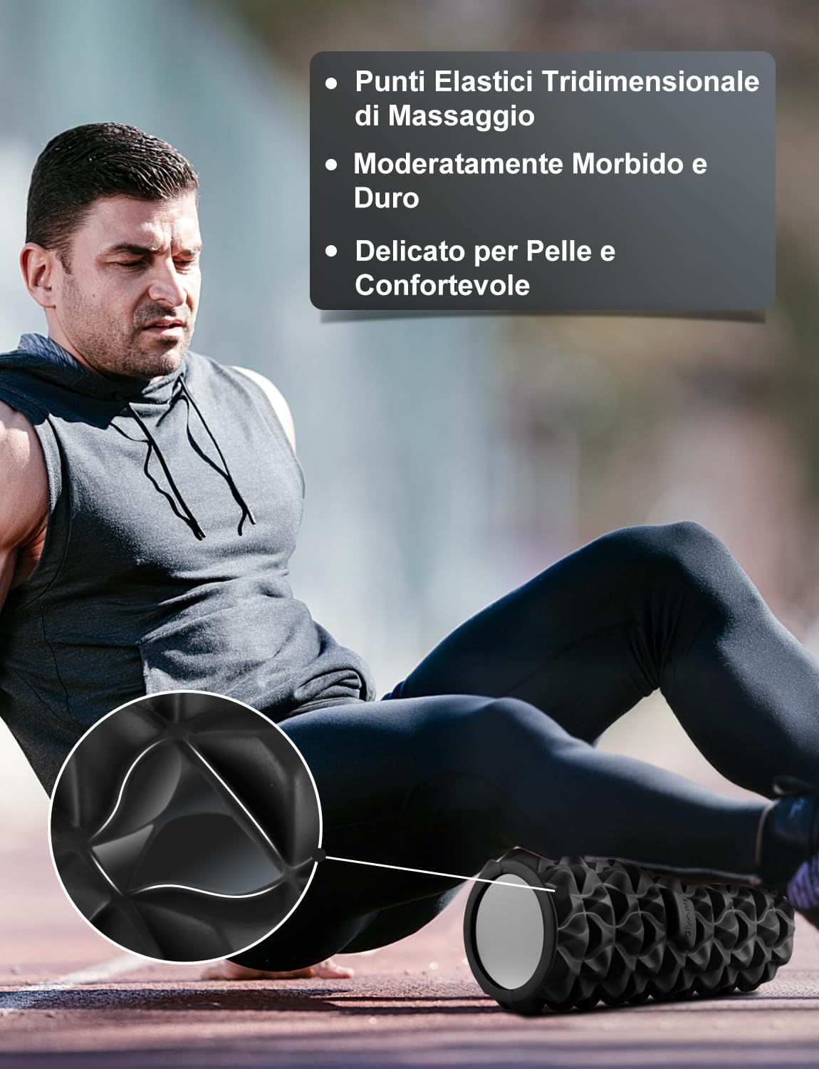 Glymnis Foam Roller Kit 4 in 1, Includes 1 x Muscle Massage Roller 1 x Massage Stick and 2 x Massage Ball for Deep Tissue Muscle Recovery, Myofascial Release, Yoga