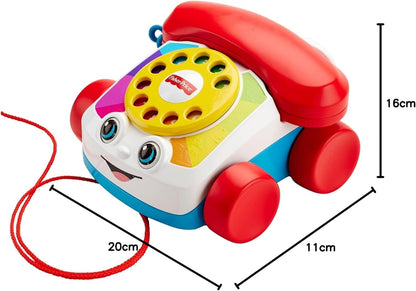 Fisher-Price Toddler Pull Toy Chatter Telephone Pretend Phone with Rotary Dial and Wheels for Walking Play Ages 1+ Years
