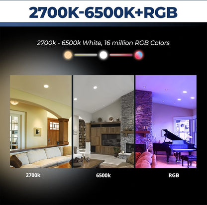 Smart Light Bulbs 75W Equivalent, 1100LM 12W RGBCW BR30 E26 Recessed Flood Light Bulb Compatible with Alexa/Google Assistant/Smart Life, No Hub Required, 2.4G WiFi, ETL Listed, 4PCS