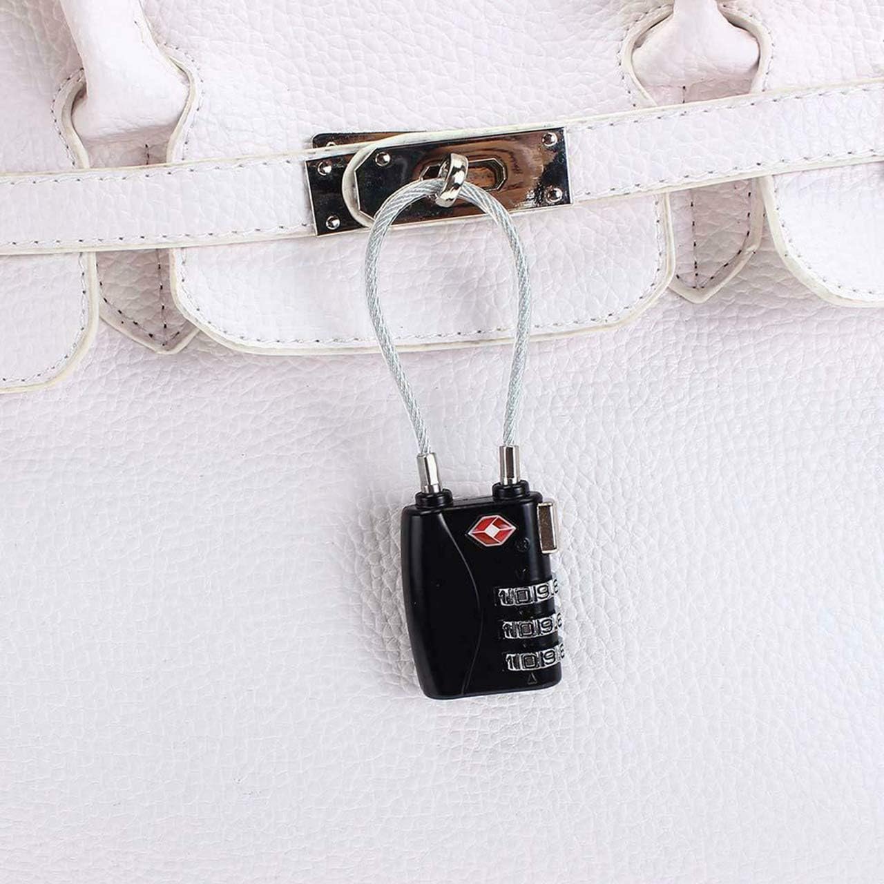 Luggage Locks, TSA Accepted 3 Digit Luggage Cable Locks with Alloy Body, Set Your Own Combination for Travel,Black