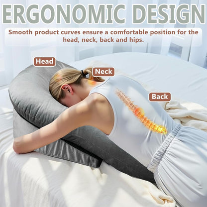 BBTEQEKN Face Down Pillow for Sleeping, Foam Pillow After Surgery, Massage Pillow Face Down After Eye Surgery, Ergonomic Pillow for Neck Pain Relief, Grey