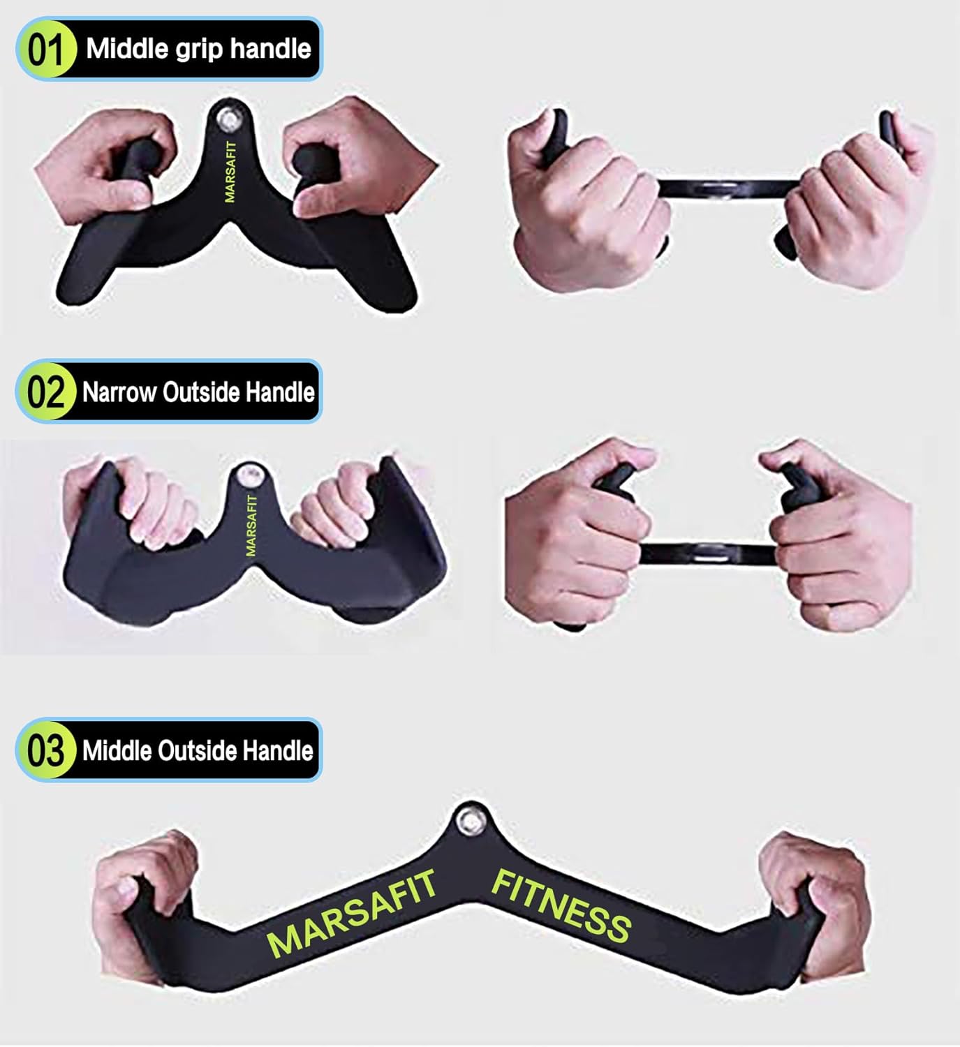 MARSAFIT Home Gym Fitness Rowing T-bar V-bar Pulley Cable Machine Attachments, Bicep Curl Tricep Lat pulldown Bar Back Strength Training Handle Grips Lat Pull Down Bar Press Down Exercises