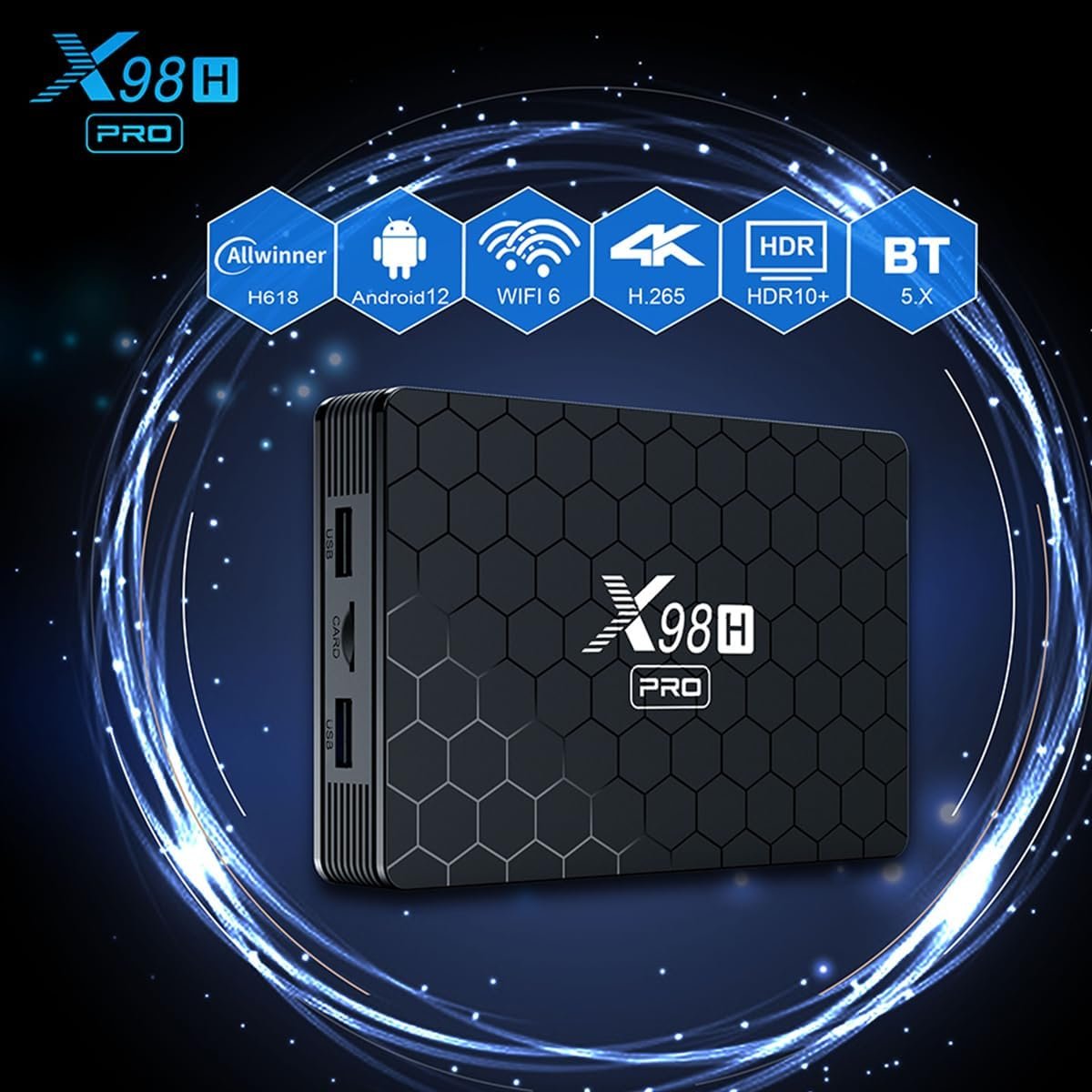 Android 12.0 TV Box 2025, LEFFOT X98H Pro 4K Ultra HD Android Box, 4GB RAM + 32GB ROM, Smart TV Box with HDR10+, 2.4G & 5G WiFi 6, 1000M Ethernet, BT 5.0, Allwinner H618 Quad core ARM Cortex A53