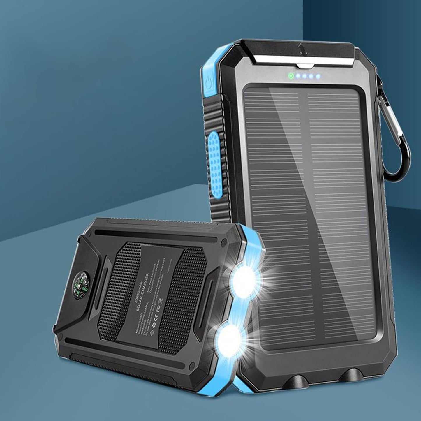 Solar Charger | 20000mAh Portable Solar Charger Battery Bank - Wireless Battery Pack with Compass Waterproof Survival Gear for Men, Women & Outdoor