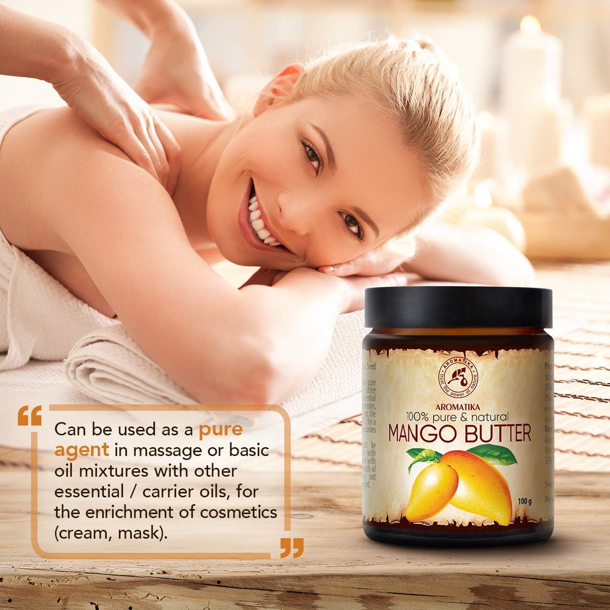 Mango Butter 100 g - Mangifera Indica - Indonesia - 100% Natural and Pure - Refined - Intensive Care for the Body - Hair and Skin - Nail Care - Hands - Lips - Massage - Cosmetics