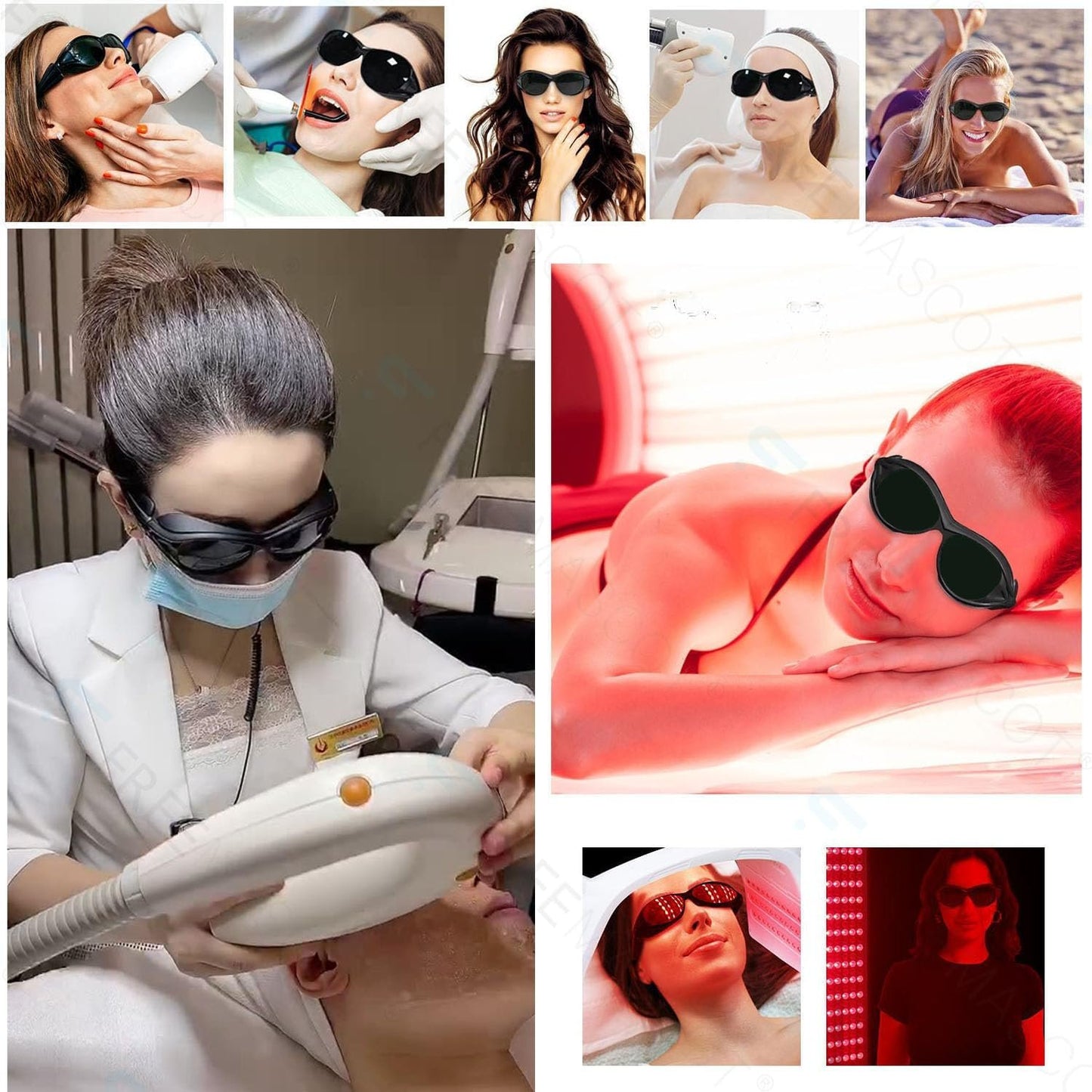 FreeMascot IPL Glasses 200nm-2000nm Laser Eye Protection Glasses for Tanning, Laser Hair Removal (Green)