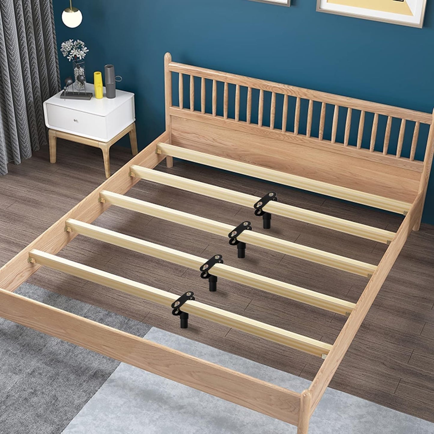 EURXLQ Adjustable Metal Bed Feet for Slatted Bases, Furniture, Sofas and TV - with Screws (Black, 4 Pieces, 12-18 cm)