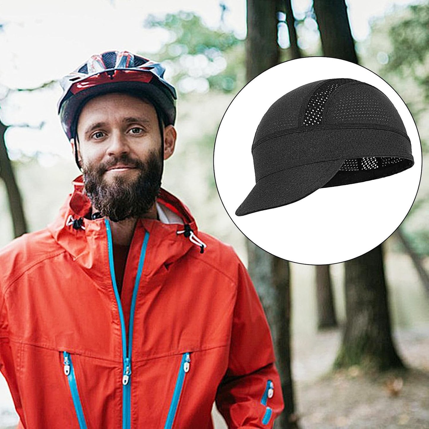 Bike Hat, Hard cap Liner, Mesh Headwear, Sun Visor Helmet, Breathable Protective Gear for Cycling Workout Skiing Fishing Construction Camping Football Hiking, 5.12x2.36 Inches