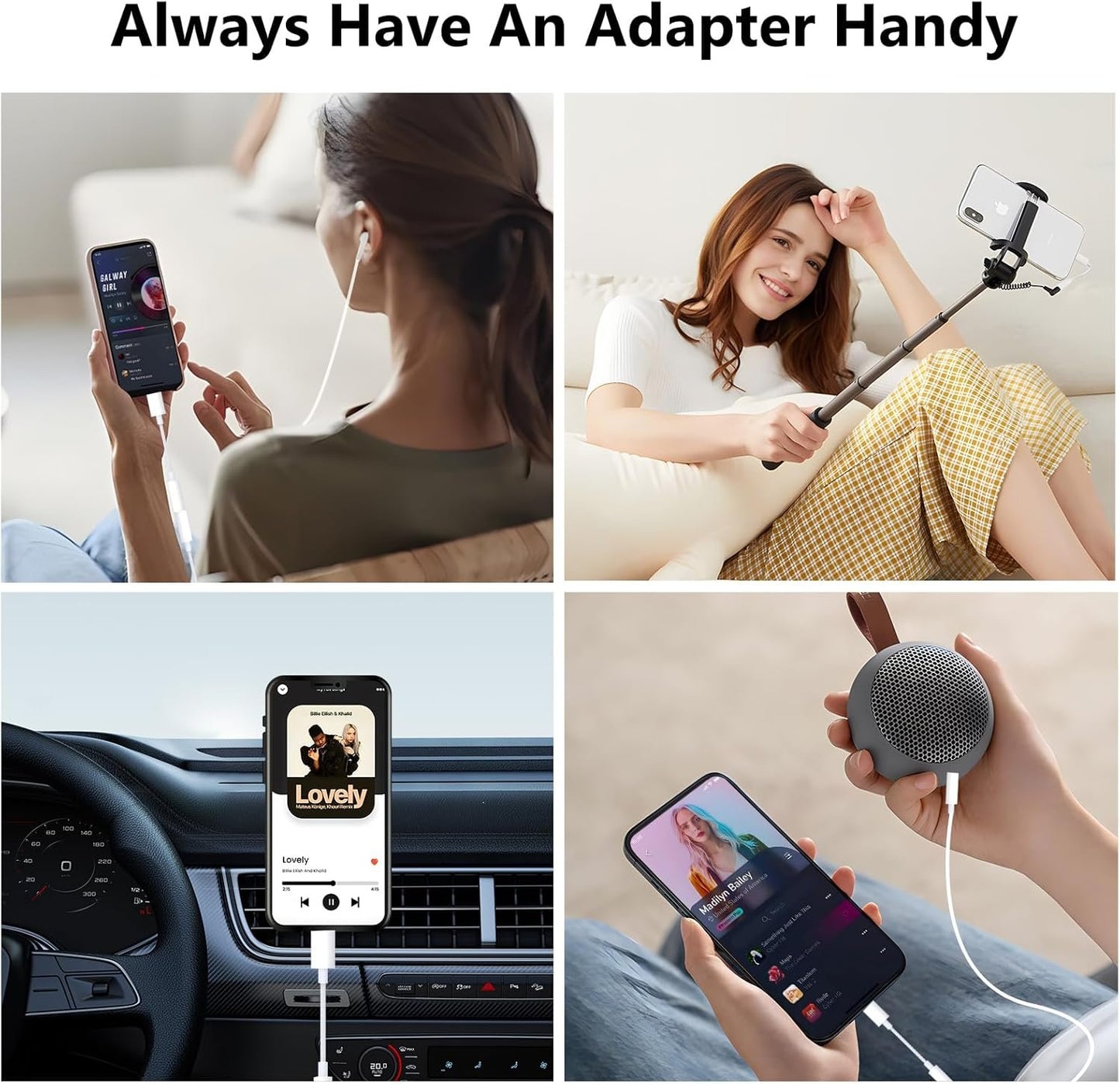 2Pack Apple MFi Certified iPhone Lightning to 3.5mm Headphone Jack Adapter Dongle Apple Wired Headphone Jack Aux Audio Dongle Adapter Compatible for iPhone 14 13 12 11 XS XR X 8 7 Support All iOS