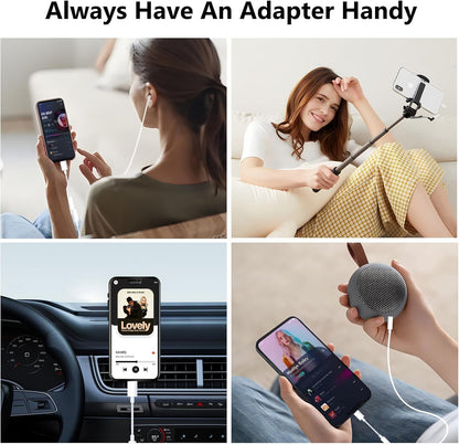 2Pack Apple MFi Certified iPhone Lightning to 3.5mm Headphone Jack Adapter Dongle Apple Wired Headphone Jack Aux Audio Dongle Adapter Compatible for iPhone 14 13 12 11 XS XR X 8 7 Support All iOS