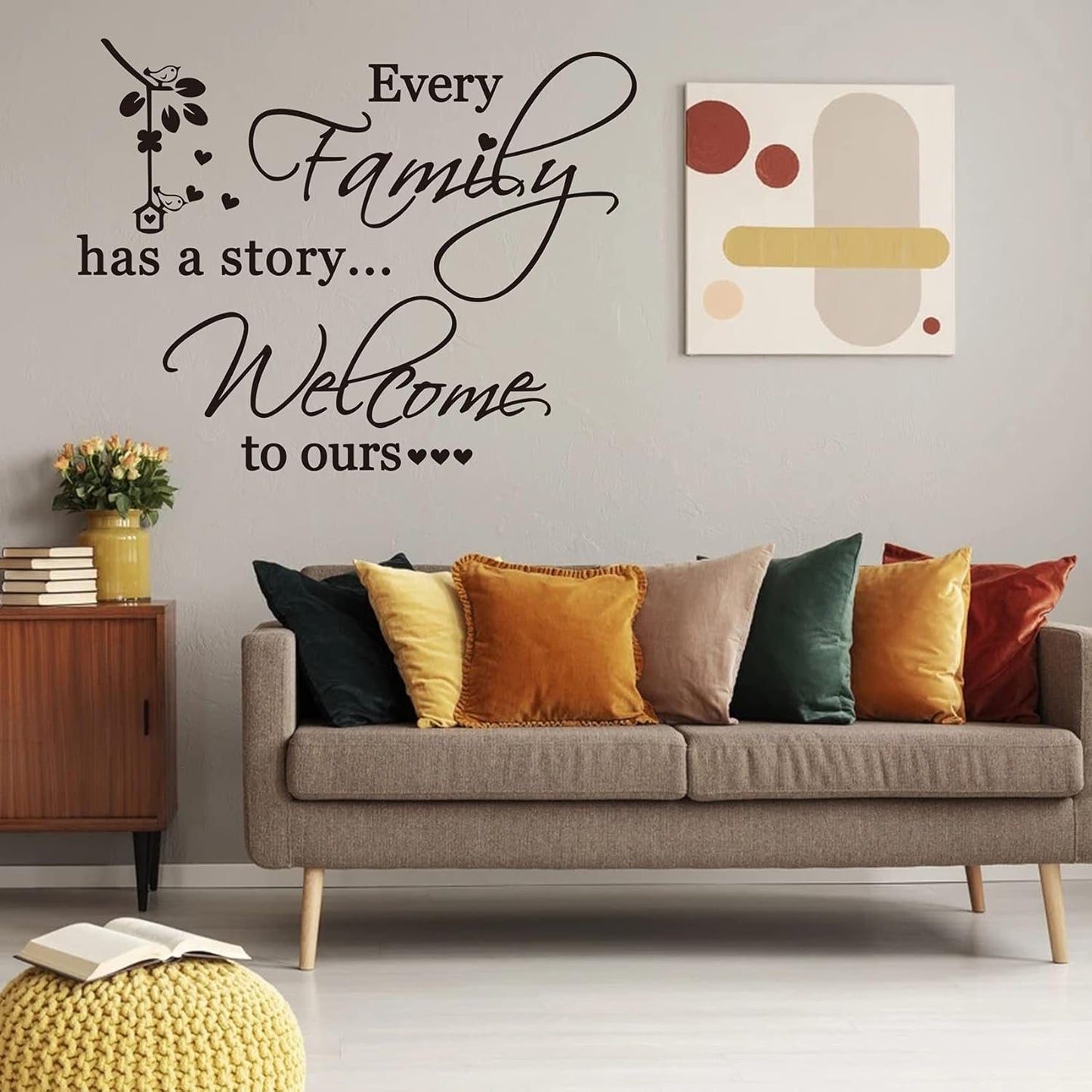 Family Wall Decor, Every Family Has a Story Welcome to Ours Quote Wall Stickers Home Decor Wallpaper, Removable Vinyl Wall Decal Art Mural for Living Room Bedroom