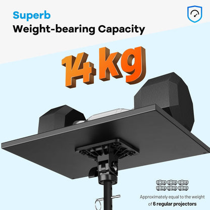 CAHAYA Mobile Floor Projector Stand: Multifunction with Metal Wheels, Adjustable Tray 71-137 cm, 180° Rotation, Load 14 kg, Perfect for Projectors, Laptops, Sheet Music