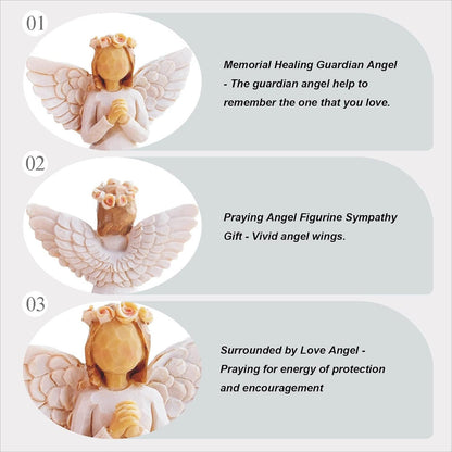 BeLifer Praying Angel Figurine Hand Craved Guardian Angel Sculpture Surrounded by Love Sympathy Gift of Encouragement Women Present Home Decor Ornament