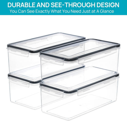 Vtopmart Airtight Food Storage Containers with Lids 8PCS Set 3.2L, Spaghetti Container for Pasta organizer, BPA Free Air Tight House Pantry Organization and Storage