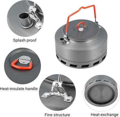 Bulin Camping Kettle 1.1L Heat Exchange Camp Tea Coffee Pot Lightweight Outdoor Hiking Gear Portable Teapot
