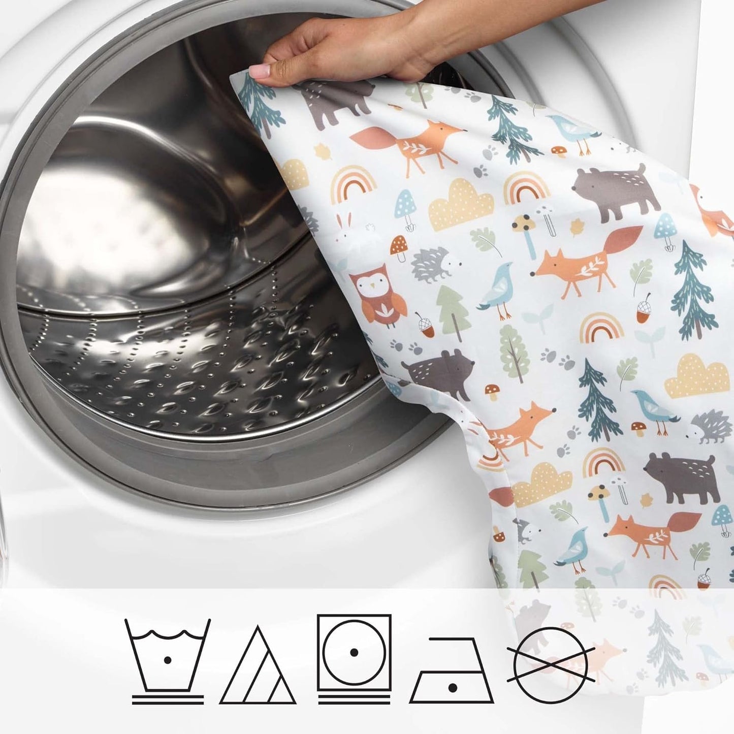Boppy Nursing Pillow Cover, Spice Woodland Animals, Cotton Blend Fabric, Fits Boppy Bare Naked, Original and Luxe Breastfeeding Pillow, Awake Time Only
