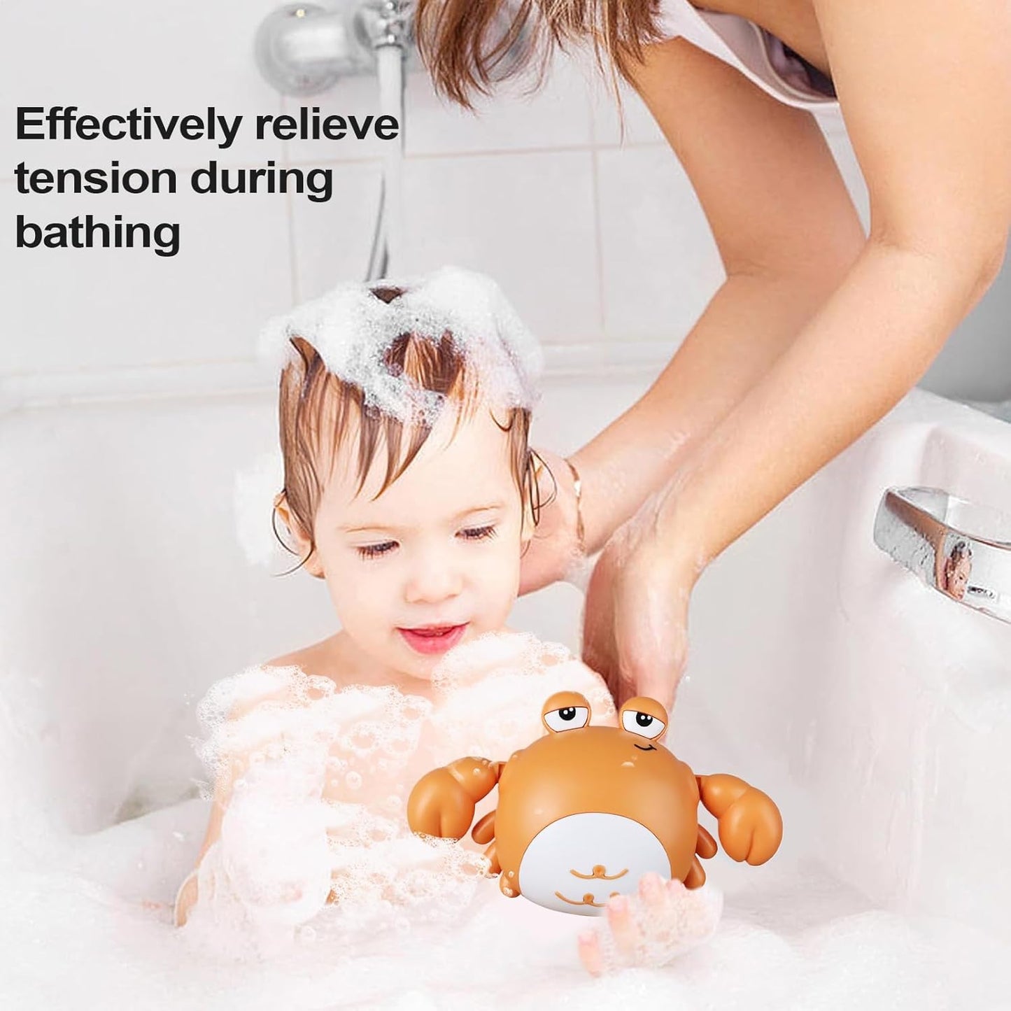 Toddler Bath Toy, Cute Crab Shape, 3,94 x 5,31 in Kids Water Companion, autentico Wind-Up Floating Design, Interactive Parent-Child Play for Beach, Travel, Daycare,