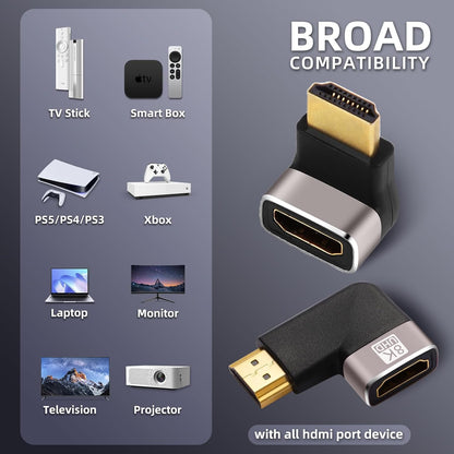AIMHDUTY 8K HDMI Eblow 4-Pack HDMI Right Angle Adapter 90 and 270 Degree Gold Plated, Support 8K@60Hz,4K@120Hz,HDR,eARC for PC Laptop HDTV Switch