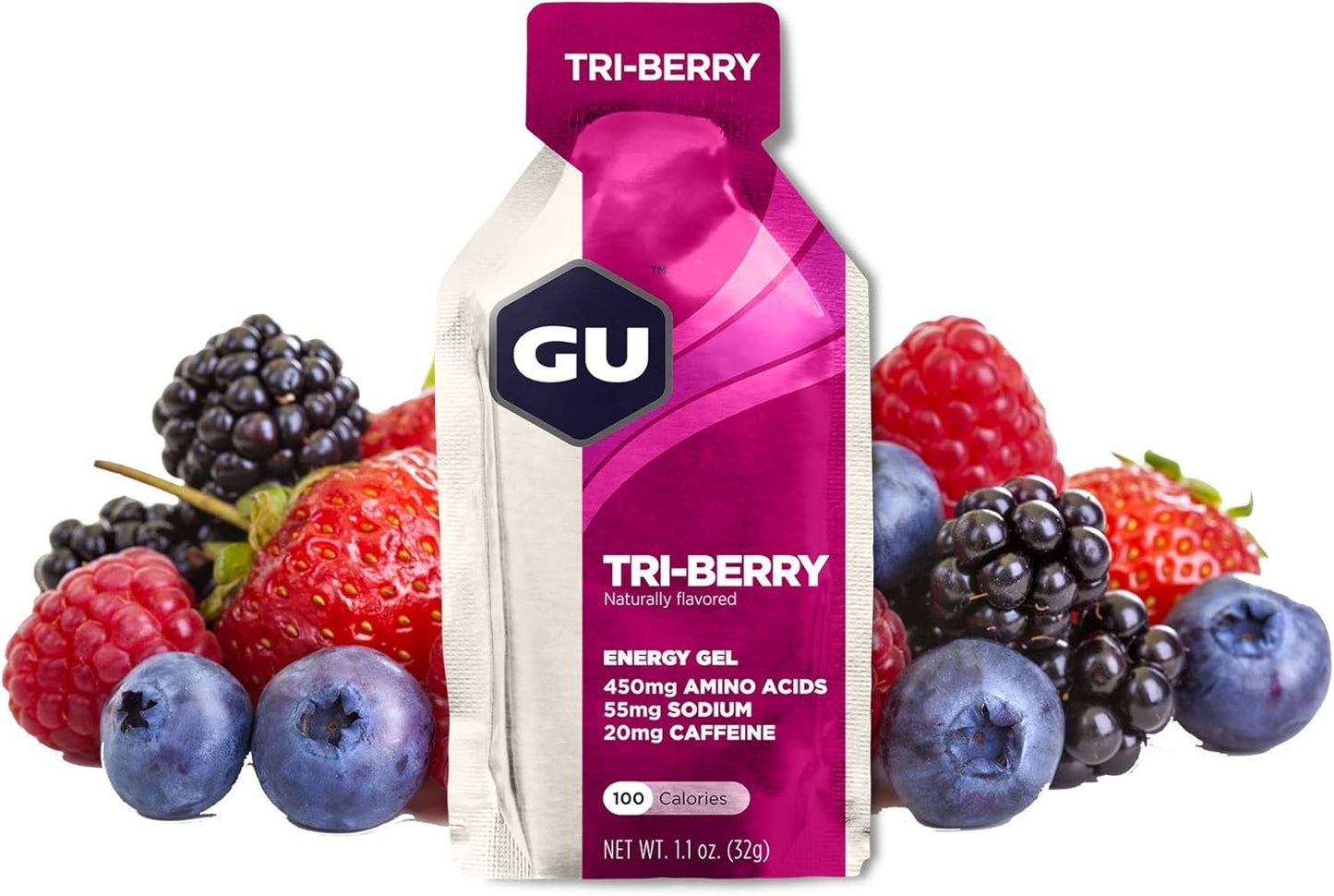 GU ENERGY Original Sports Nutrition Energy Gel, Vanilla Bean, 24-Count & Original Sports Nutrition Energy Gel, Tri Berry, 24-Count