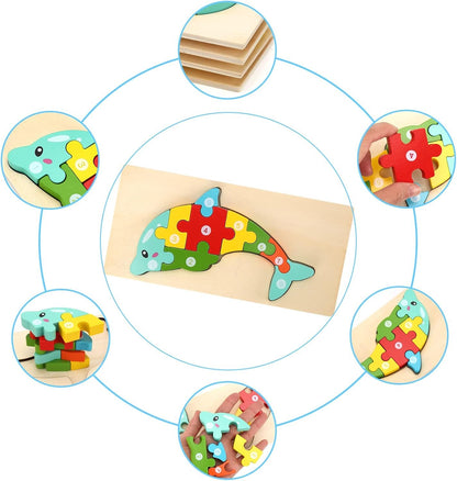 Wooden Puzzles for Toddlers 3-5 Year Old, Kids Montessori Toys for 3 Year Old, Learning Educational Wood Puzzle Toy Gift for 3 4 5 Year Old Boys Girls - 4 Pack