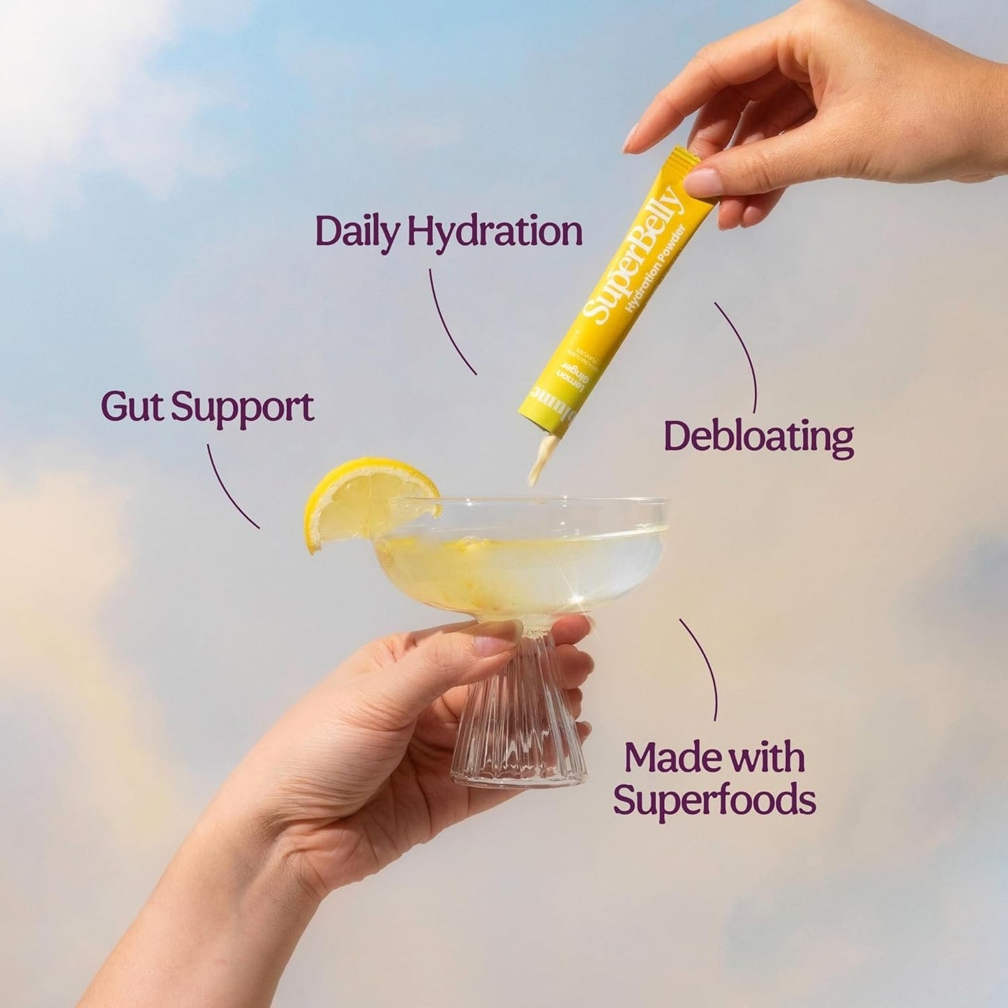 Blume SuperBelly Gut Health Hydration Packets, Made in Canada, Sugar-Free, with Prebiotics, Probiotics, Apple Cider Vinegar, and Electrolytes, Lemon Ginger, 15 Sticks