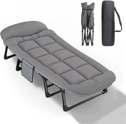 kapebow Adult Camping Cot with Mattress & Pillow - Lightweight Portable Folding Bed for Outdoor, Travel & Guest Use - Compact Foldable Design/Carry Bag (AU Camp Gear)