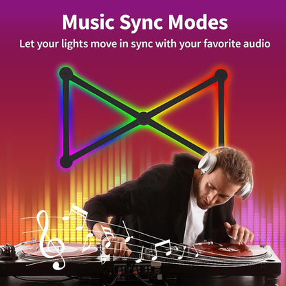 RGB Light Bar - Smart Wall Light Lines with Music Sync, Wi-Fi LED Gaming Lights with 16M+ Colors & 40+ Sence Modes, Creative Smart Light Bar for TV Backlight, Bedroom Esports Room(6 Pcs, Black)