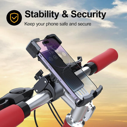Strong Phone Holder for Bike or Motorcycle,Motorcycle Handlebar Mount,Mountain Bicycle Cellphone Clamp，Scooter Phone Clip,Cycling Motorcycle Accessory Mounts for Cellphones (Black)