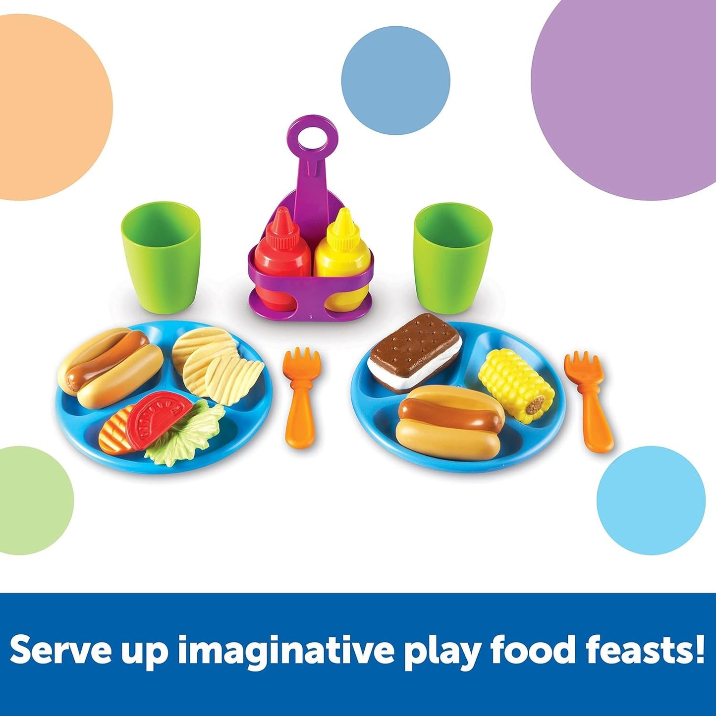 Learning Resources New Sprouts Cookout! Barbecue Set, Pretend Play Food, Toddler Outdoor Toys, 19 Pieces, Ages 18 mos+