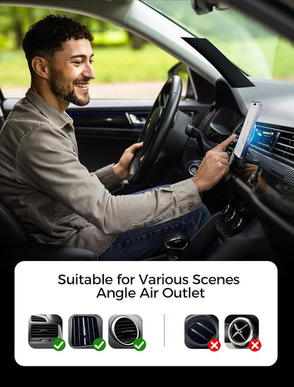 NEUTYPECHIC 15W Wireless Charging Car Phone Holder, Super Strong Suction for Magsafe Car, Wireless Car Charger with Night Light, Magnetic Car Phone Holder for iPhone 16/15/14/13/12