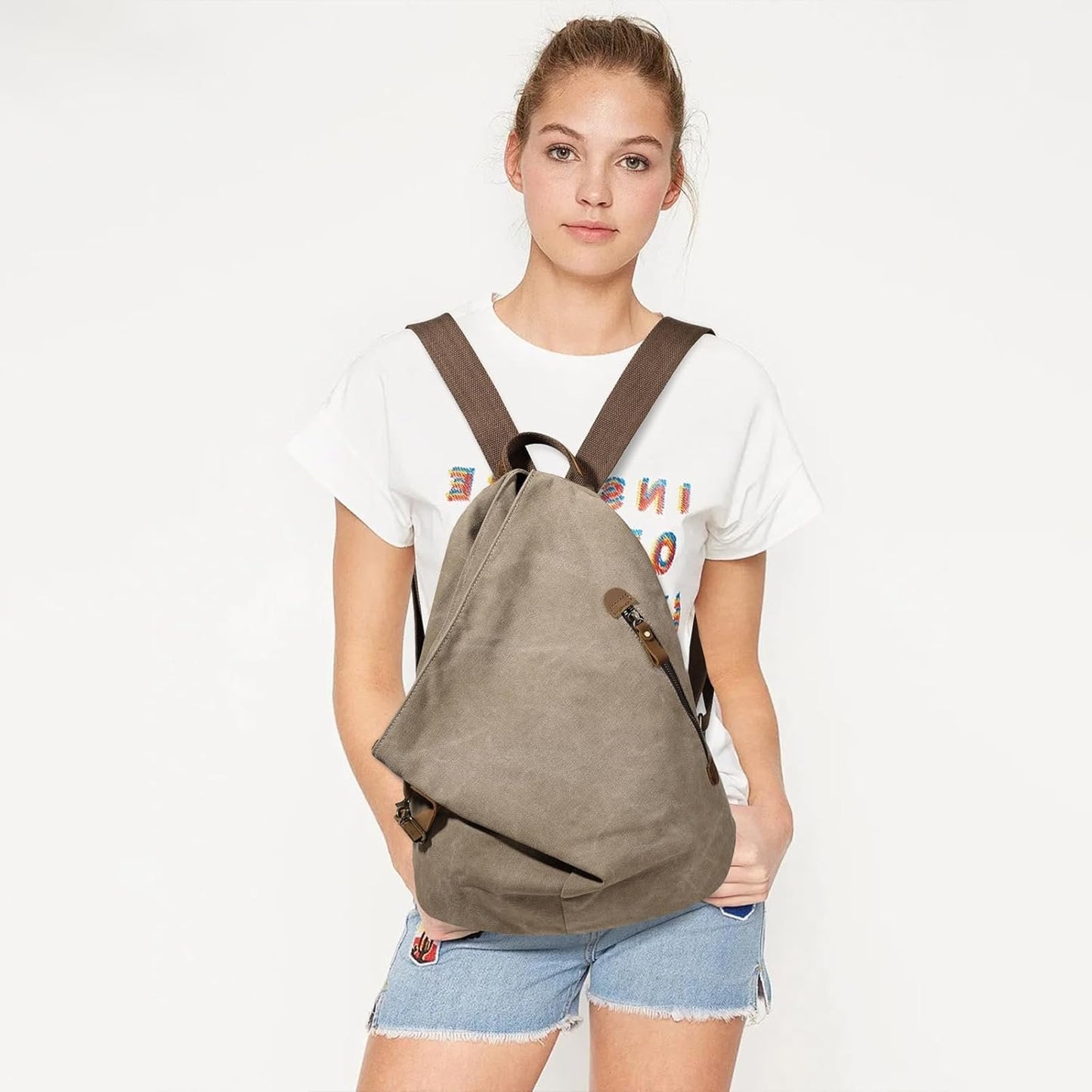 Canvas Vintage Backpack – Large Casual Daypack Outdoor Travel Rucksack Hiking Backpacks Shoulder Bag for Men Women