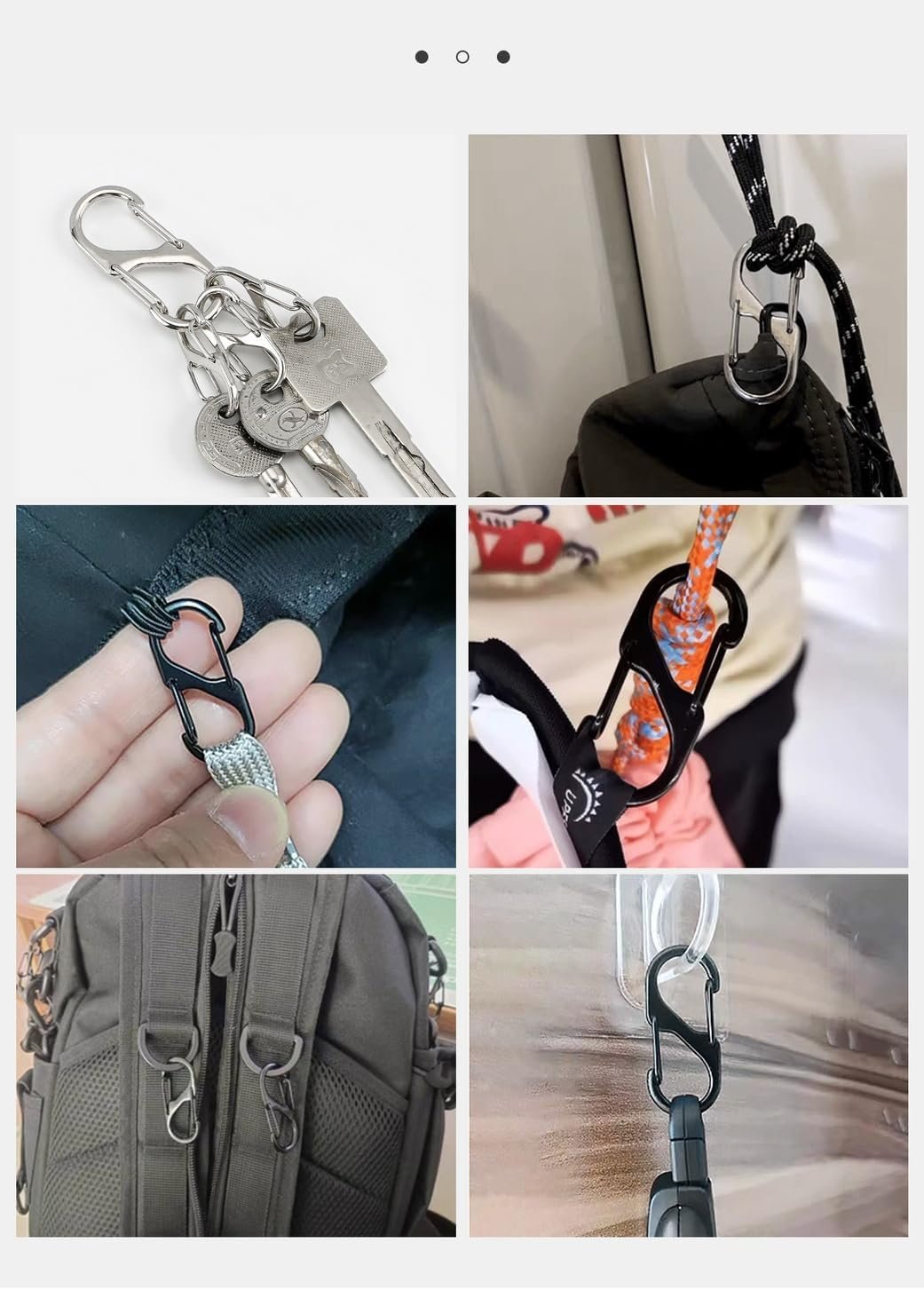 HIGHROCK Zipper Lock Clips Set, 18 Pack, Dual Opening Theft Deterrent Carabiner Clips, Black