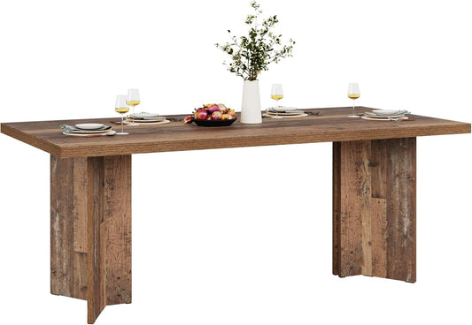 Tribesigns 63-inch Dining Table for 4-6, Farmhouse Kitchen Table with Large Tabletop, Rectangular Dinner Eating Table for Dining Room, Living Room, Kitchen, Distressed Brown