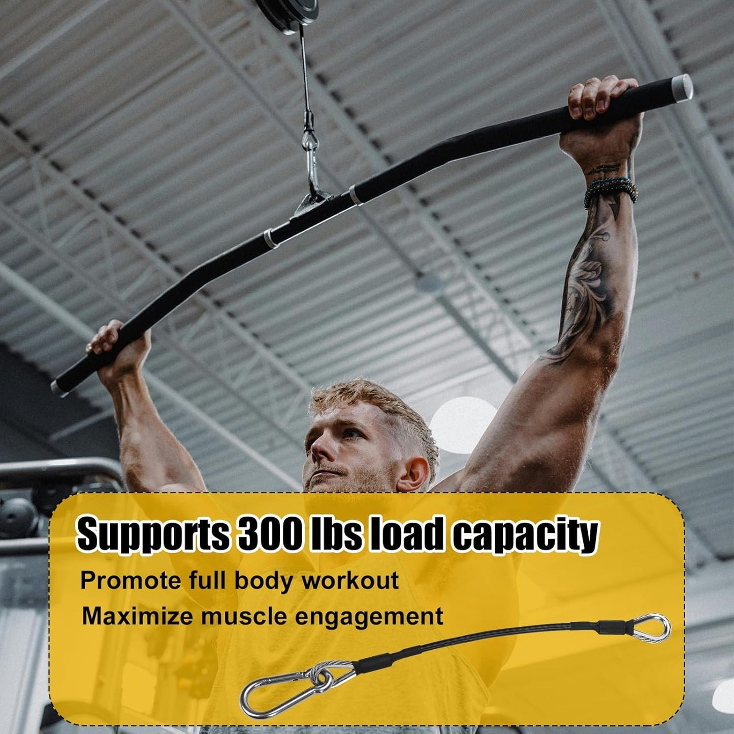 2pcs 10" Gym Extension Cable, Fitness Extension Rope Compatible with Bowflex, Home Gym Machine Accessories Replacement with Carabiner, for Leg Extension, LAT/Tricep Pull Down (1 Pair)