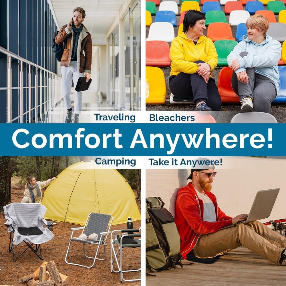 Ergo-Gel Travel Seat Cushion – Portable Airplane Seat Cushion – Gel Grid Design for Ultimate Seating Comfort – Foldable Cushions for Airplane Seats, Camping, Bleachers, Flights, Commute