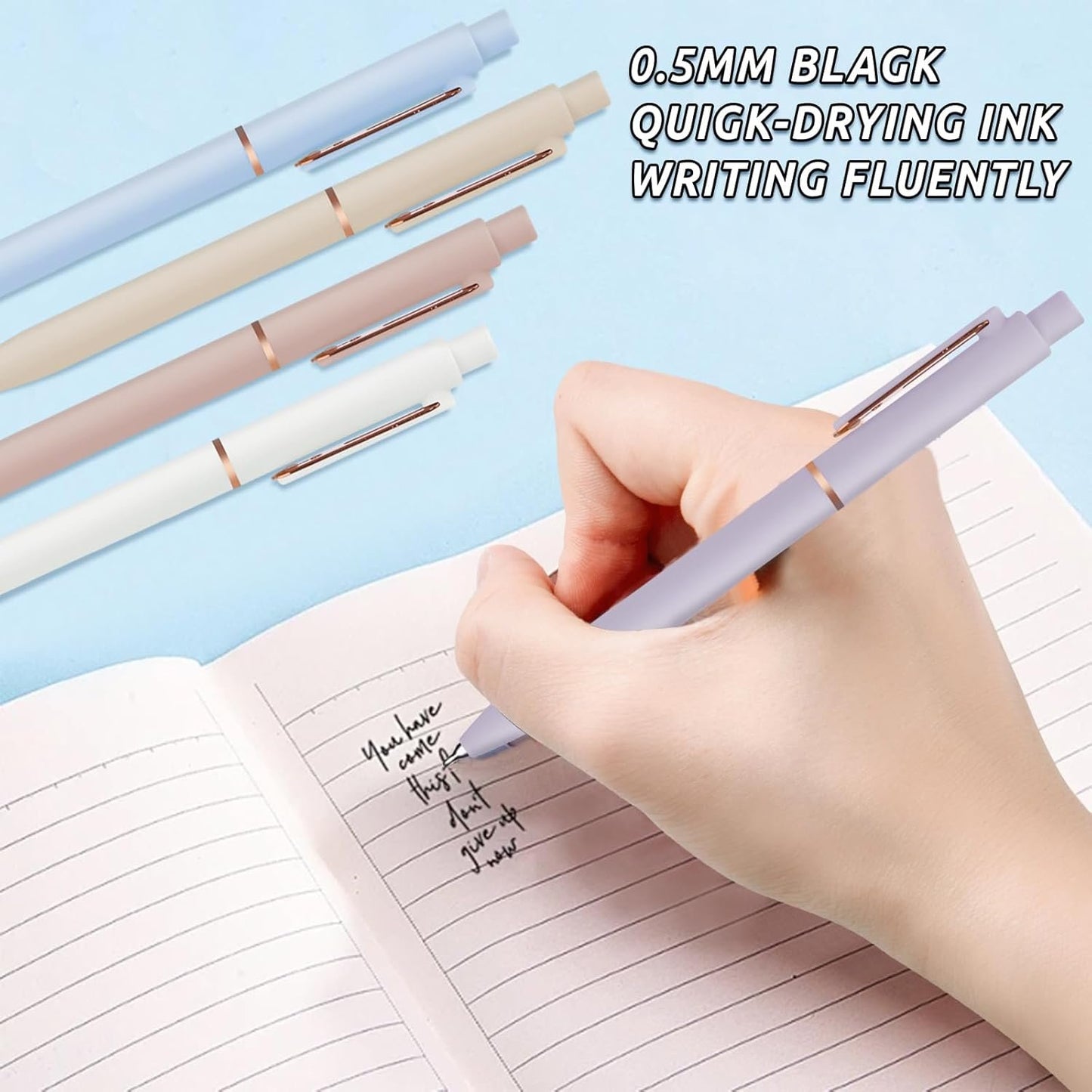Retractable Gel Pens,7 Pcs 0.5mm Japanese Black Ink Fine Point Morandi Pens for Writing Smooth,Cute Office School Supplies Stationery Gifts for Women Men Stocking Stuffers (Style B)