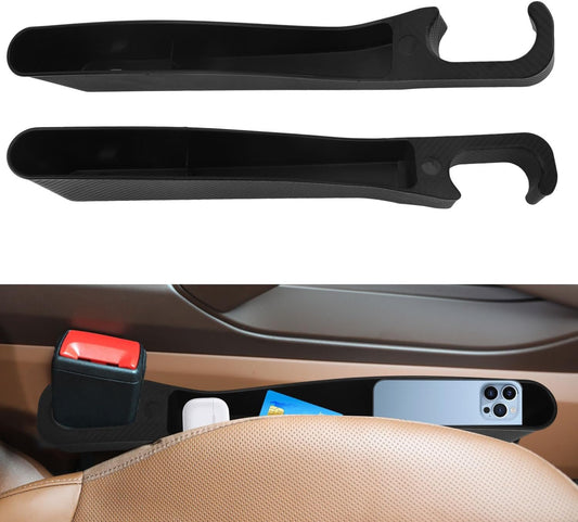 BOXOB 2pcs Car Seat Gap Filler Organizer with Charging Opening, Between Seat Side Console Storage Box Stop Small Item from Dropping Multipurpose Car Interior Accessories for Phone Keys Coins