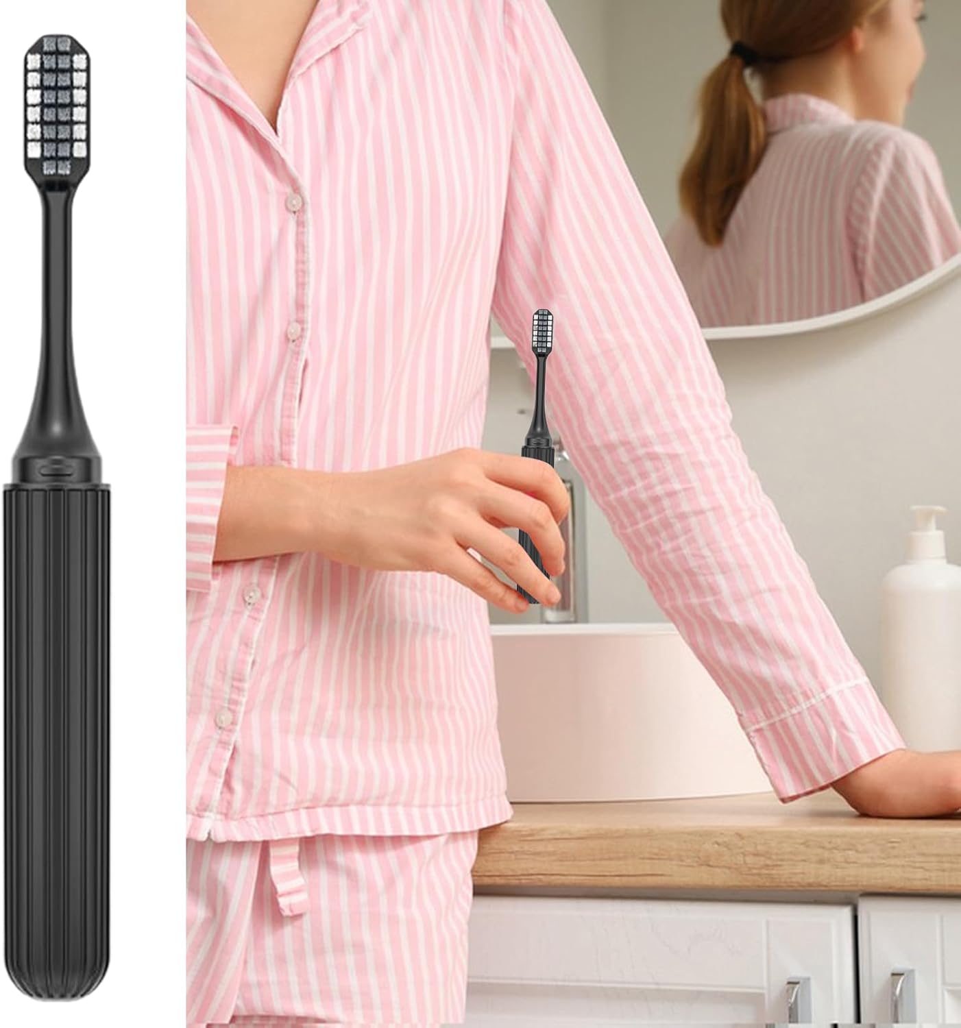 Portable Toothbrush, Foldable Travel Brush, Hygienic Soft Bristles, 0.79x0.79x6.77in, Compact Folding Design, Ideal for Adults, Kids, Sensitive Gums, Braces Care, Hotel, Bathroom