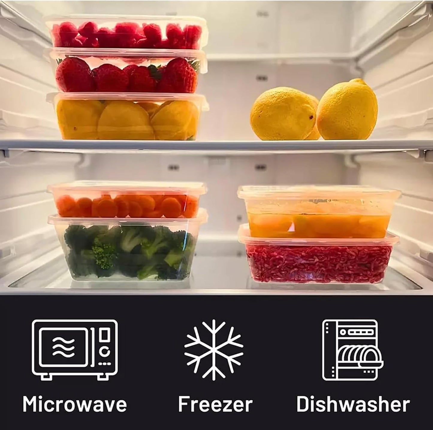 50 Sets Takeaway Containers With Lids, 650ml Microwave Safe Food Containers, Disposable Plastic BPA Free Packaging for Restaurants