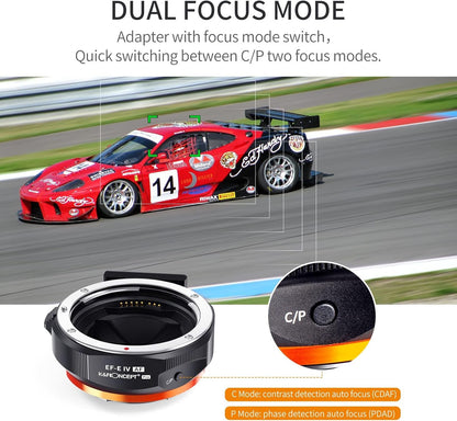 K&F Concept EF-E Electronic Auto Focus Mount Adapter for Canon EF/EF-S Mount Lens to Sony E Mount Cameras with Electronic Contacts Mount Image Stabilization