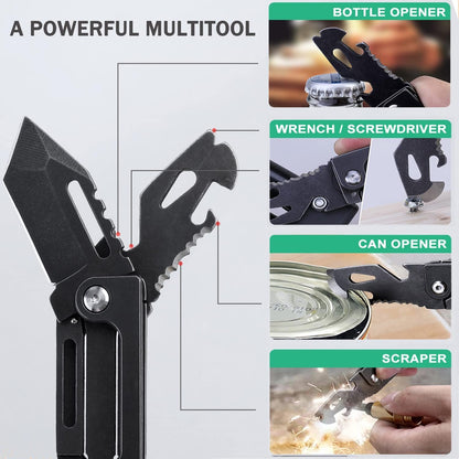 ITOKEY EDC Multitool Small Pocket Knives with Clip Box Cutter with Can/Bottle Opener, Screwdriver, Wrench and Pry Tool, Work Kinfe Gifts for Men Women Dad Everyday Carry