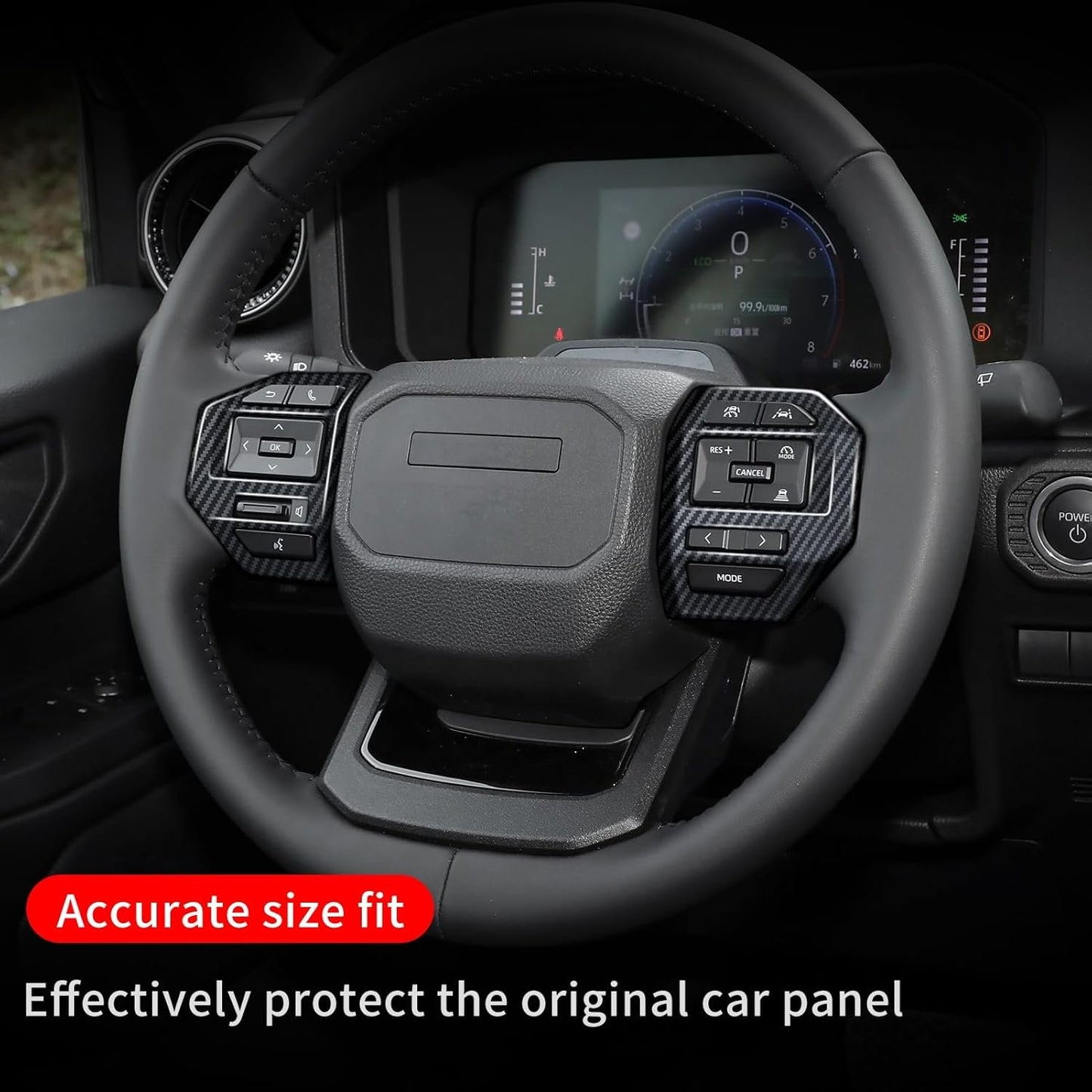 Steering wheel U-frame decoration is suitable for 2024 2025 Toyota Land Cruiser 250 1958 Prado LC250 J250 interior modification accessories (Carbon Fiber Button Sticker)