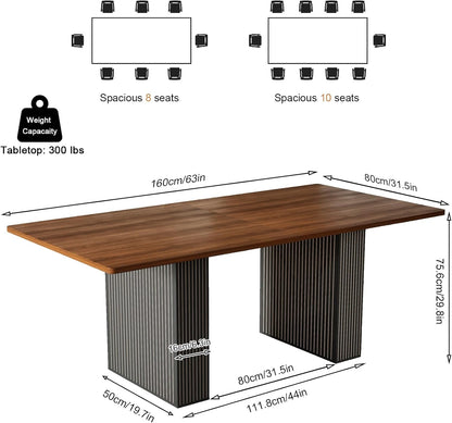 EUNEWR Dining Table, Dining Table, 120 x 80 cm, for 6-10 People, Retro Wood Dining Table for Dining Room, Kitchen, Living Room