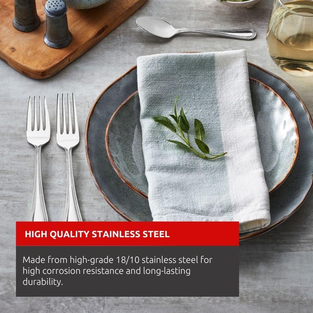 Lagostina Siena 20pc Serving Dinner Flatware Set, Stainless Steel Cutlery, 5-Pieces (Salad Fork, Dinner Fork, Dinner Knife, Dinner Spoon and Tea Spoon), Silver